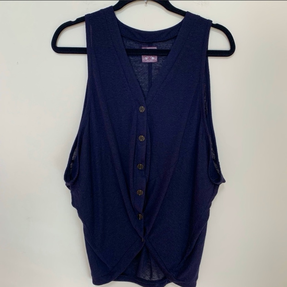 Free People Navy Blue Wide Arm Hole Vest